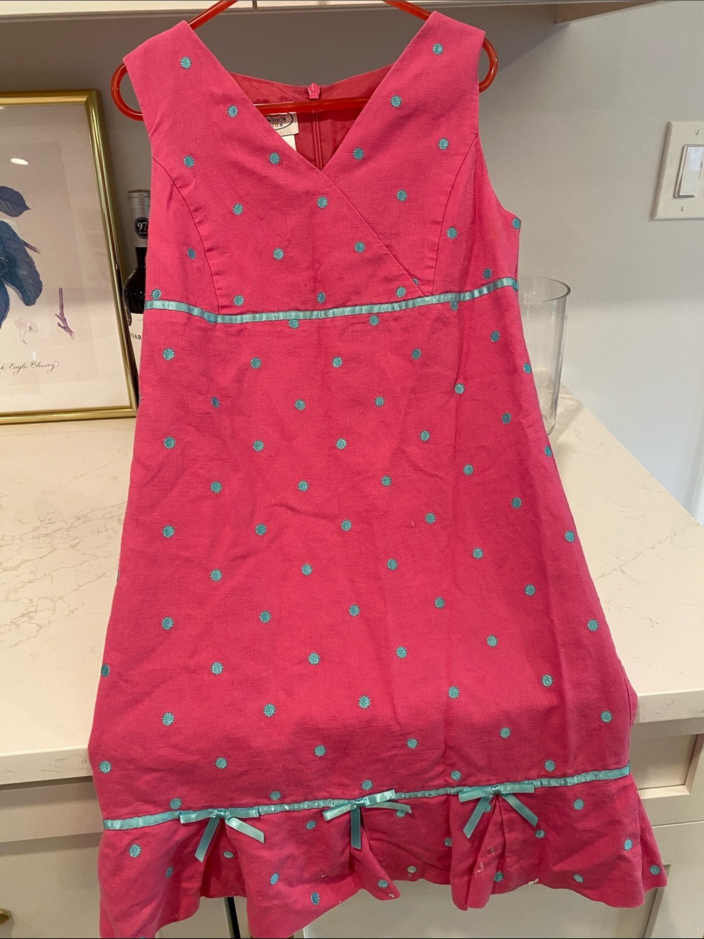 Girls' Talbots a Sleeveless Dress with Ribbon Trim